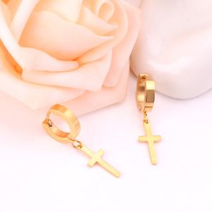 Nouvelles boucles d'oreilles Crux Cross en acier inoxydable Ason, boucles d'oreilles créoles pour femmes et filles - Product Image 6