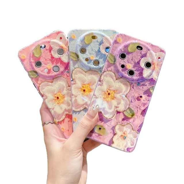 IMD Retro Oil Painting Blu Ray Flowers Protective Shockproof Mobile Phone Case for Huawei Mate60 60Pro IMD TPU PC Phone Case