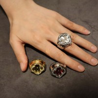 Mode brillant chanceux coloré trèfle à quatre feuilles anneau montre classique couleur préservant bijoux cadeau