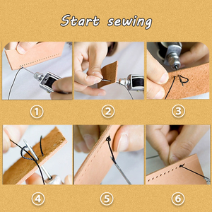 D & D Kit de artesanía de cuero profesional, juego de herramientas de costura con agujas de hilo encerado, punzón, cinturones de reparación DIY, fabricación de carteras - Product Image 6