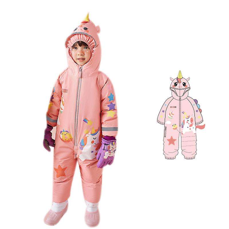 ชุดสกีเด็กผู้หญิงมีฮู้ดลายยูนิคอร์น