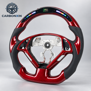 Volant de voiture en cuir noir personnalisable en direct d'usine, avec fibre de carbone forgée bleue, pour Infiniti FX35 G25 G37 Q50 Q60 Q70 350Z - Product Image 3