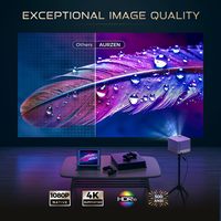 Proyector de Video Portátil Inteligente 3 en 1 Aurzen Boom 3 Compatible con 4K, Oficial de Netflix, 500 ANSI, Proyector Casero con WiFi