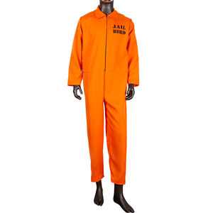 Costume da Carcerato Arancione per Adulti, Tuta per Halloween, Travestimento da Ladro, Rapinatore, Evaso, Abbigliamento per Cosplay - Product Image 1