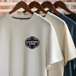 Camiseta de Manga Corta Estilo Waffle de 260G para Hombre, Verano, Casual, Holgada, Estilo Retro Americano, Tejido Grueso, Personalizable, Transpirable - Product Image 1