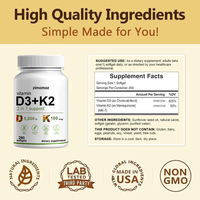 Suplemen Vitamin D3 K2 Softgel untuk Dewasa, 250 Kapsul, Mendukung Kesehatan Mood, Meningkatkan Imunitas, Bahan Baku Berkualitas Tinggi, Minyak Biji Bunga Matahari