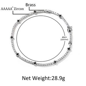 Collar de Cadena de Tenis con Trébol de Cuatro Hojas de Circón para Mujer, Elegante y Exquisito Collar de Clavícula de Moda de Nuevo Estilo - Product Image 3