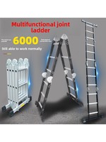 Échelle pliante multifonctionnelle en alliage d'aluminium pour la maison, portable, réglable en hauteur, échelle droite en A à quatre sections