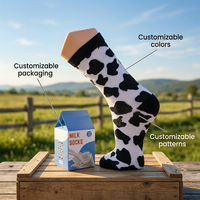Chaussettes promotionnelles amusantes style lait et vache, 200N, coton peigné de haute qualité, chaussettes colorées personnalisées, jacquard et emballage sur mesure