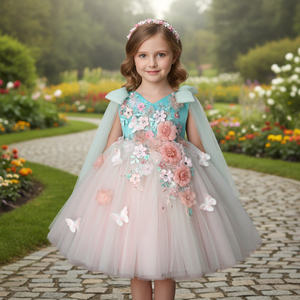 1 ° festa di compleanno per bambini da principessa fatti a mano fiori 3D con applicazioni matrimonio piccola <span class=keywords><strong>damigella</strong></span> d'onore per bambine - Product Image 1