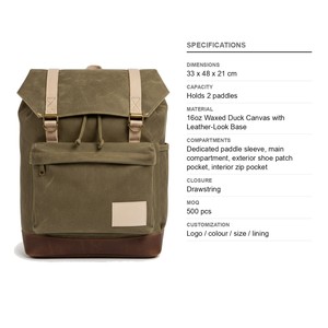 Pickleball Waxed Canvas <b>Backpack</b> with Exterior Shoe Pocket Holds 2 Paddles 16Oz Custom Logo Wholesale - Product Image 6