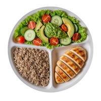 Assiette ronde en mélamine écologique moderne de 9 pouces avec trois compartiments