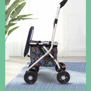 Carrito de compras plegable con 4 ruedas de PU y bolsa de almacenamiento para compras y asistencia de movilidad - Product Image 1