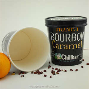 Tasses à paroi unique de qualité alimentaire de 470ml couvercles feuille d'or estampage gaufrage logo matériaux recyclés pour yaourt nouilles biscuits crème glacée - Product Image 3