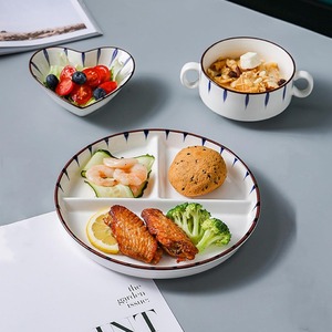 Ensemble de 3 assiettes à dîner de 8 pouces, en céramique compartimentée, assiette à <span class=keywords><strong>petit</strong></span> déjeuner, assiette à salade, contrôle des portions, perte de <span class=keywords><strong>poids</strong></span> - Product Image 3
