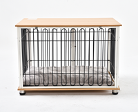 Cages pour animaux de compagnie en bois et acier inoxydable, robustes, empilables, pour la vente en gros, meubles et niches pour chiens