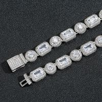 Perhiasan Hip Hop 10mm rantai tenis potongan zamrud berkilau es mewah kalung rantai modis lapisan emas putih sepenuhnya Pave CZ