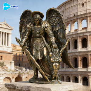 Escultura <span class=keywords><strong>de</strong></span> Bronce Personalizada <span class=keywords><strong>de</strong></span> Gran Tamaño <span class=keywords><strong>de</strong></span> <span class=keywords><strong>un</strong></span> Ángel Guerrero Masculino, Impresa con UV, Fundición Resistente y Robusta para Exhibición en Exteriores, Navidad - Product Image 3