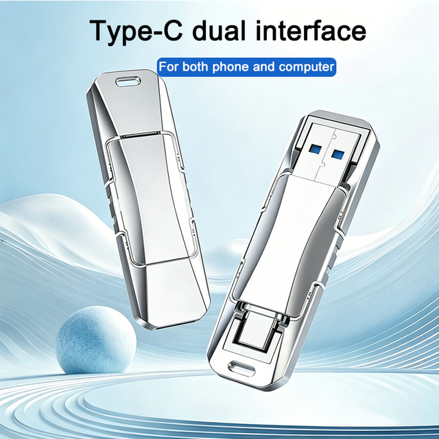 Metal Dual USB 2 in One Type-C USB 2.0 Flash Drives Laser Engraving Logo Good Quality 4GB 8GB 16GB 32GB 64GB USB SticK