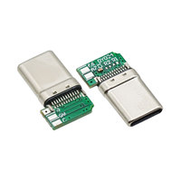Conector USB tipo C de 24 Pines, soldadura lateral, ángulo recto, enchufe macho de 90 grados para bricolaje, reemplazo de 4 núcleos, enchufe de 5 núcleos para datos de carga