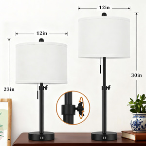 Modern <b>Table</b> <b>Lamp</b> E26 Led Metal <b>Base</b> Off White Shade Eye Caring Bedside Desk Lighting - Product Image 2
