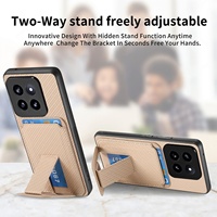 Étui en similicuir antichoc avec fente magnétique pour cartes et support invisible pour Redmi Note 15 Pro, Xiaomi 17 Pro Max, K90 – Protection intégrale simple