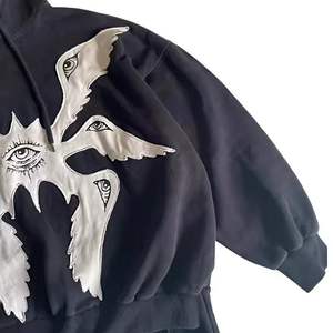 Felpa con Cappuccio 100% Cotone Personalizzata, Pullover Gotico con Angelo a 7 Occhi per Uomo, Felpa Oversize Pesante con Ricamo - Product Image 6