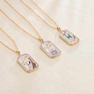 <span class=keywords><strong>2023</strong></span> moda cristal circón signos del zodiaco Tarot tarjeta colgante collar oro lleno Zodiaco collares <span class=keywords><strong>para</strong></span> mujeres - Product Image 4
