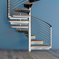 Escalier en colimaçon intérieur pour la maison, structure en acier et bois, marches en bois massif, escalier en spirale pour loft, duplex, petite maison