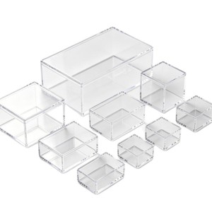 Ensemble de boîtes de présentation en acrylique Suiming, organiseurs de rangement transparents pour maquillage et cosmétiques, avec plusieurs tailles et compartiments - Product Image 1