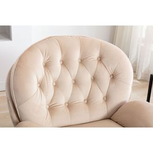 Chaise d'appoint DB avec pouf tufté beige inclinable style contemporain meubles de salon et de bureau à domicile doux et confortable - Product Image 6