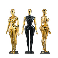Übergroße Chrom-Ganzkörper-Schneiderpuppe für Damen mit Großer Oberweite und Hüfte, Kurvige Stehende Pose für Schaufenster-Display in Modeboutiquen