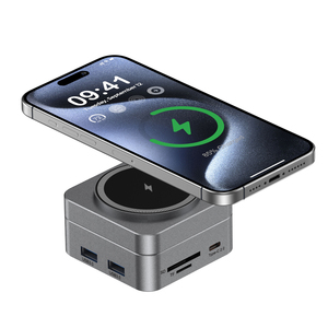 <span class=keywords><strong>Chargeur</strong></span> sans fil pliable multifonctionnel HD4K60hz Gigabit Ethernet USB 3.0 Lecteur de cartes SD TF 15W 10 en 1 Hub USB C magnétique - Product Image 3