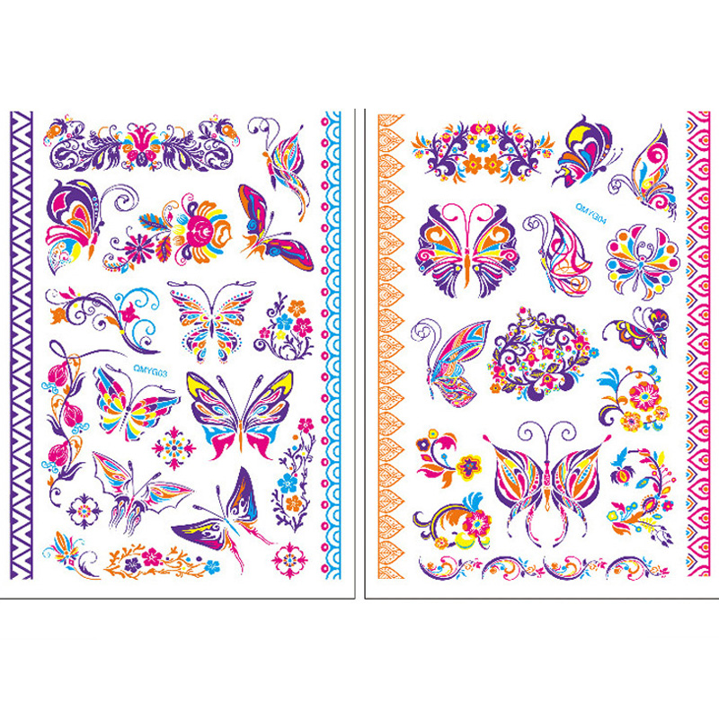 Светящаяся в темноте светящаяся бабочка тату флуоресцентная наклейка водостойкая Временная переводная бумага тату Временная