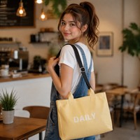 Sac fourre-tout élégant en toile jaune royal, sac à main structuré multifonctionnel, sac bandoulière durable pour les courses quotidiennes