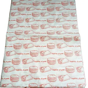 Kemasan pembungkus makanan cepat kustom kertas Sandwich pembungkus Burger Deli tahan lemak kertas Sandwich