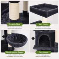 Grand arbre à chat double avec deux niches, meuble griffoir pour chats d'intérieur, pour jouer et griffer