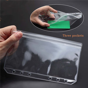 A6 Binder kantong 3 kantong bening PVC amplop uang 1 kantong ritsleting 2 sisi kantong Binder terbuka untuk tagihan uang Organizer - Product Image 2