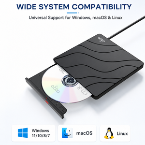 ไดรฟ์ดีวีดีภายนอก Aigo G90 แบบเสียบแล้วใช้งานได้ทันที USB 2.0 ไม่ต้องติดตั้งไดรเวอร์ เครื่องเขียนแผ่นซีดี ดีวีดี-อาร์ดับเบิลยู สำหรับ Windows 11 10 Mac OS Linux แล็ปท็อป - Product Image 6