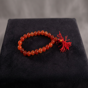 Pulsera de Cuentas Redondas Hechas a Mano de Ágata Cornalina Roja, Joyería de Piedras Semipreciosas para Sanación de Chakras, Acción de Gracias - Product Image 1