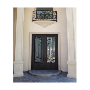 Entrée extérieure <span class=keywords><strong>Porte</strong></span> en métal en fer forgé noir double <span class=keywords><strong>Porte</strong></span> de sécurité - Product Image 3