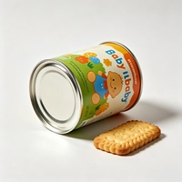 Boîte en fer blanc de qualité alimentaire, surface laquée, impression offset, couvercle à anneau facile à ouvrir, modèle 300 # 307 #   pour Biscuits Bébé