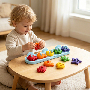 Jouet d'empilage et de tri en silicone pour bébé, animaux marins, jouets de bain éducatifs, trieur de formes d'animaux avec ventouses pour baignoire - Product Image 2
