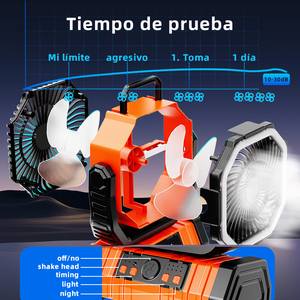 Nhà Máy Mô Hình Tư Nhân Di Động Ngoài Trời <span class=keywords><strong>LED</strong></span> Có Thể Sạc Lại Fan Điều Khiển Từ Xa Thông Minh F6 Cắm Trại Fan - Product Image 5