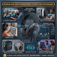 Headset Gaming Berkabel Mikrofon Peredam Kebisingan yang Dapat Dilepas Driver Dinamis 50mm Kabel RGB Terjalin Kantor OEM ODM