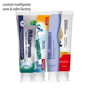Vente en gros de dentifrice blanchissant pour les dents <span class=keywords><strong>anti</strong></span>-<span class=keywords><strong>carie</strong></span> à bas prix avec logo personnalisé dentifrice bio à la menthe et au fluorure d'haleine fraîche - Product Image 1