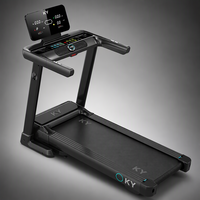 Tapis roulant électrique KY New A8 3.75HP, 1-16 km/h, application intelligente OEM, Bluetooth, poignée en U, support pour tablette, 150 kg
