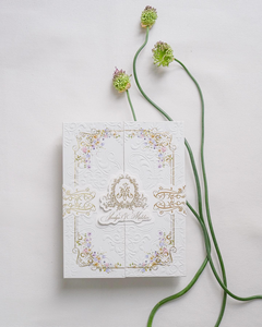 Magnifiques boîtes d'invitation florales personnalisées <span class=keywords><strong>de</strong></span> luxe avec gaufrage à sec, monogramme en feuille d'or et gaufrage en relief pour <span class=keywords><strong>mariage</strong></span> - Product Image 3