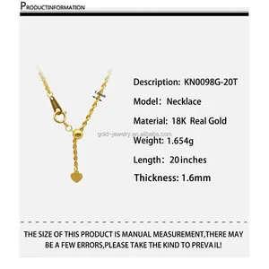 Kalung Emas Murni 18K Rantai Tali Kuning Emas Hadiah Hari Valentine Produk Baru 18K Kalung Emas Asli Rantai Perhiasan Bagus