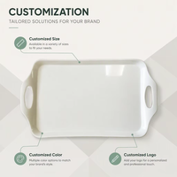 Plateau rectangulaire en mélamine de 19 pouces avec poignées Plateau de service écologique en matière plastique